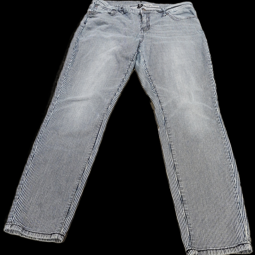 GAP Blue and White Striped Skinny Fit Jeans